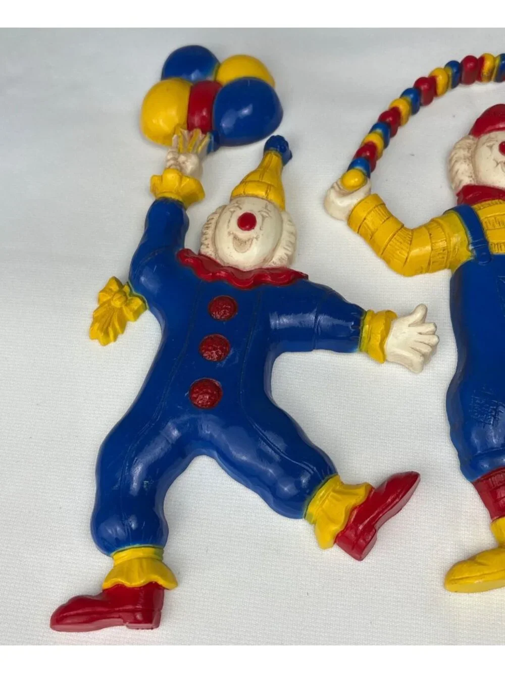 Kitchy Clown Wall Plaques Set Circus Burwood Yellow & Blue Plastic 8.5